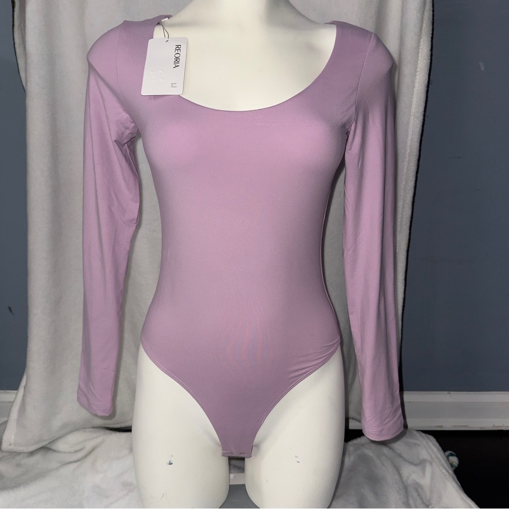 Reoria Square Neck Long Sleeve Bodysuit | Brand New | Lavender